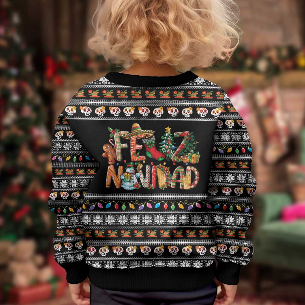 Mexican Sumbrero and Snowman Christmas Kid Ugly Christmas Sweater Feliz Navidad Mexico - Wonder Print Shop