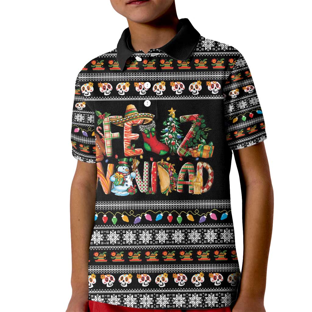 Mexican Sumbrero and Snowman Christmas Kid Polo Shirt Feliz Navidad Mexico - Wonder Print Shop
