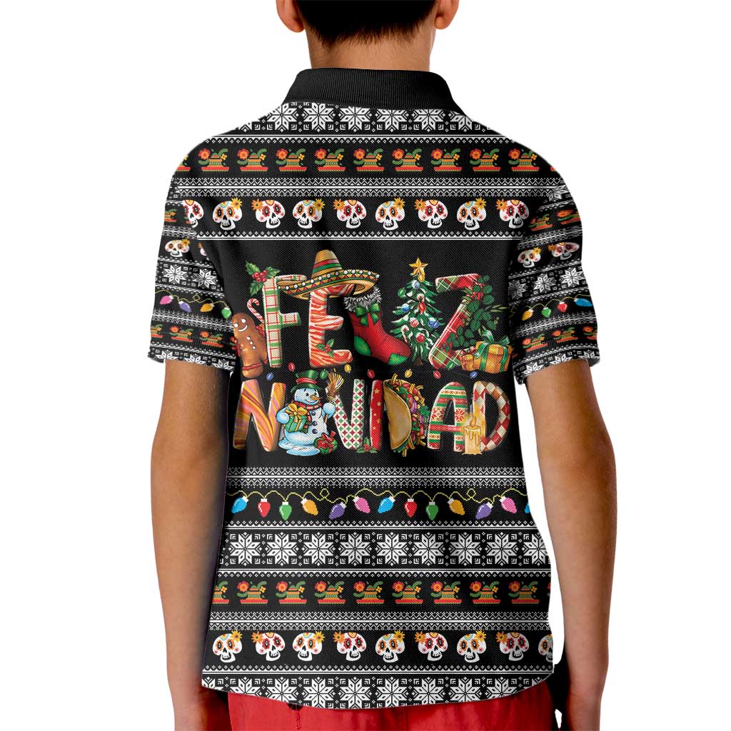 Mexican Sumbrero and Snowman Christmas Kid Polo Shirt Feliz Navidad Mexico - Wonder Print Shop