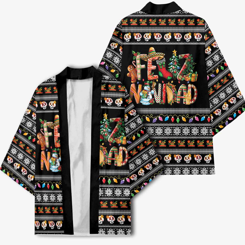 Mexican Sumbrero and Snowman Christmas Kimono Feliz Navidad Mexico - Wonder Print Shop