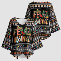 Mexican Sumbrero and Snowman Christmas Kimono Sleeve Blouse Feliz Navidad Mexico - Wonder Print Shop