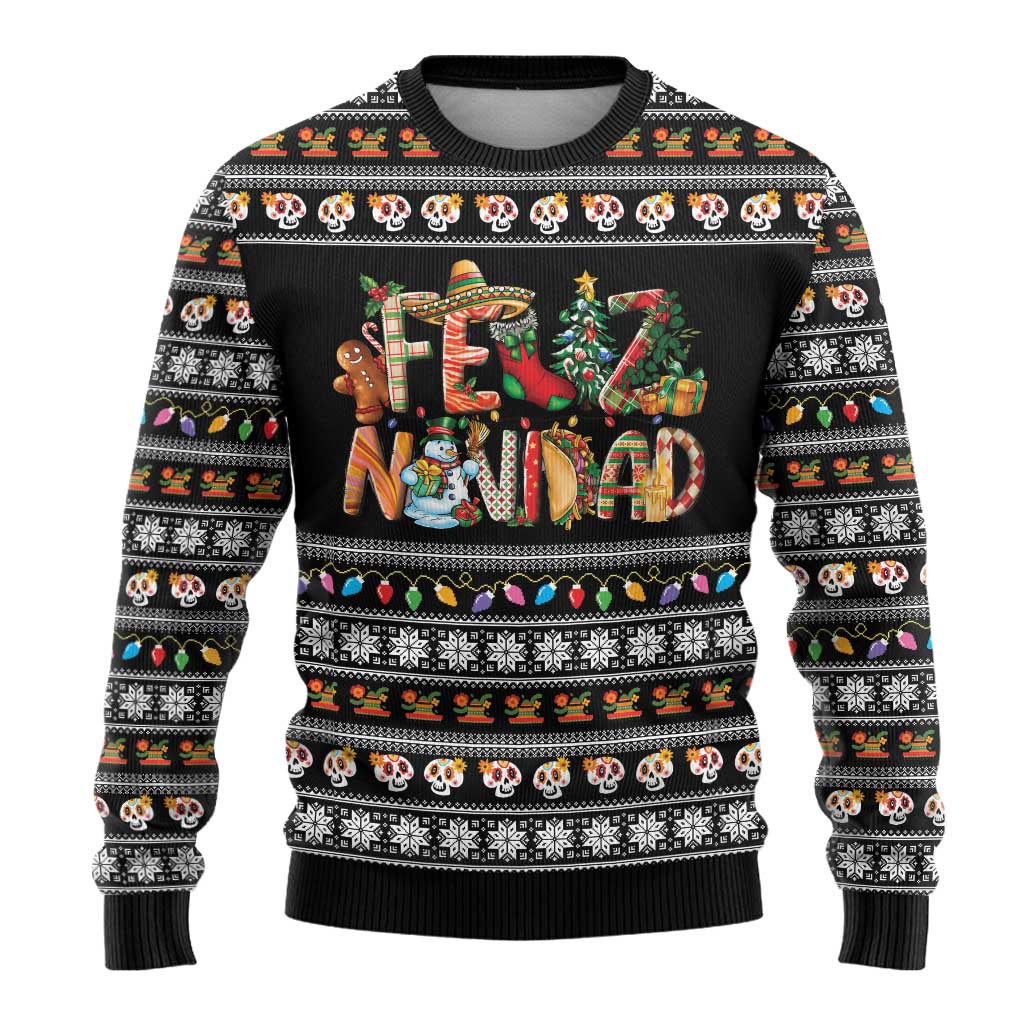 Mexican Sumbrero and Snowman Christmas Ugly Christmas Sweater Feliz Navidad Mexico - Wonder Print Shop
