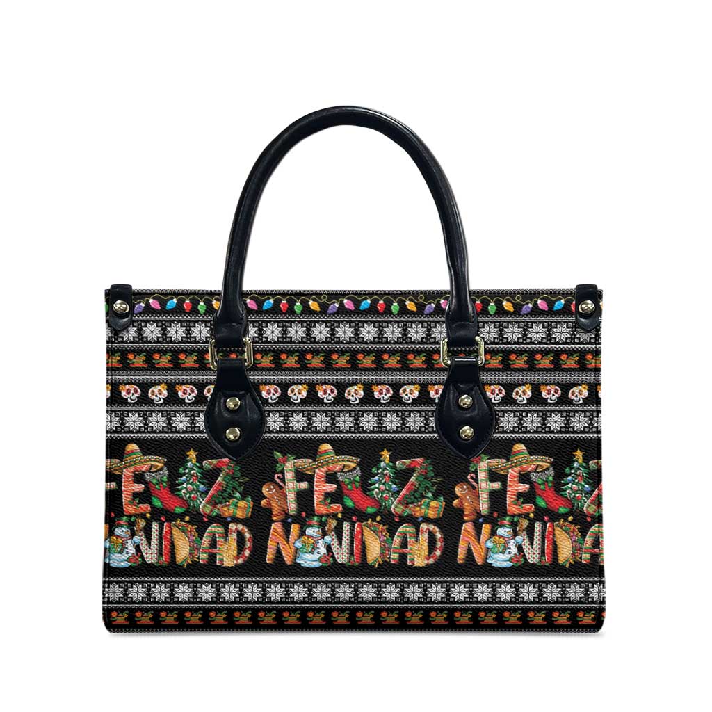 Mexican Sumbrero and Snowman Christmas Leather Bag Feliz Navidad Mexico - Wonder Print Shop