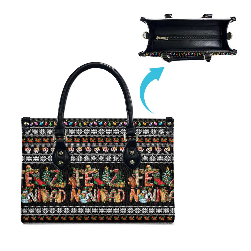 Mexican Sumbrero and Snowman Christmas Leather Bag Feliz Navidad Mexico - Wonder Print Shop