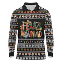 Mexican Sumbrero and Snowman Christmas Long Sleeve Polo Shirt Feliz Navidad Mexico - Wonder Print Shop
