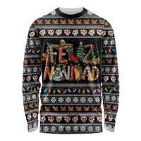 Mexican Sumbrero and Snowman Christmas Long Sleeve Shirt Feliz Navidad Mexico - Wonder Print Shop