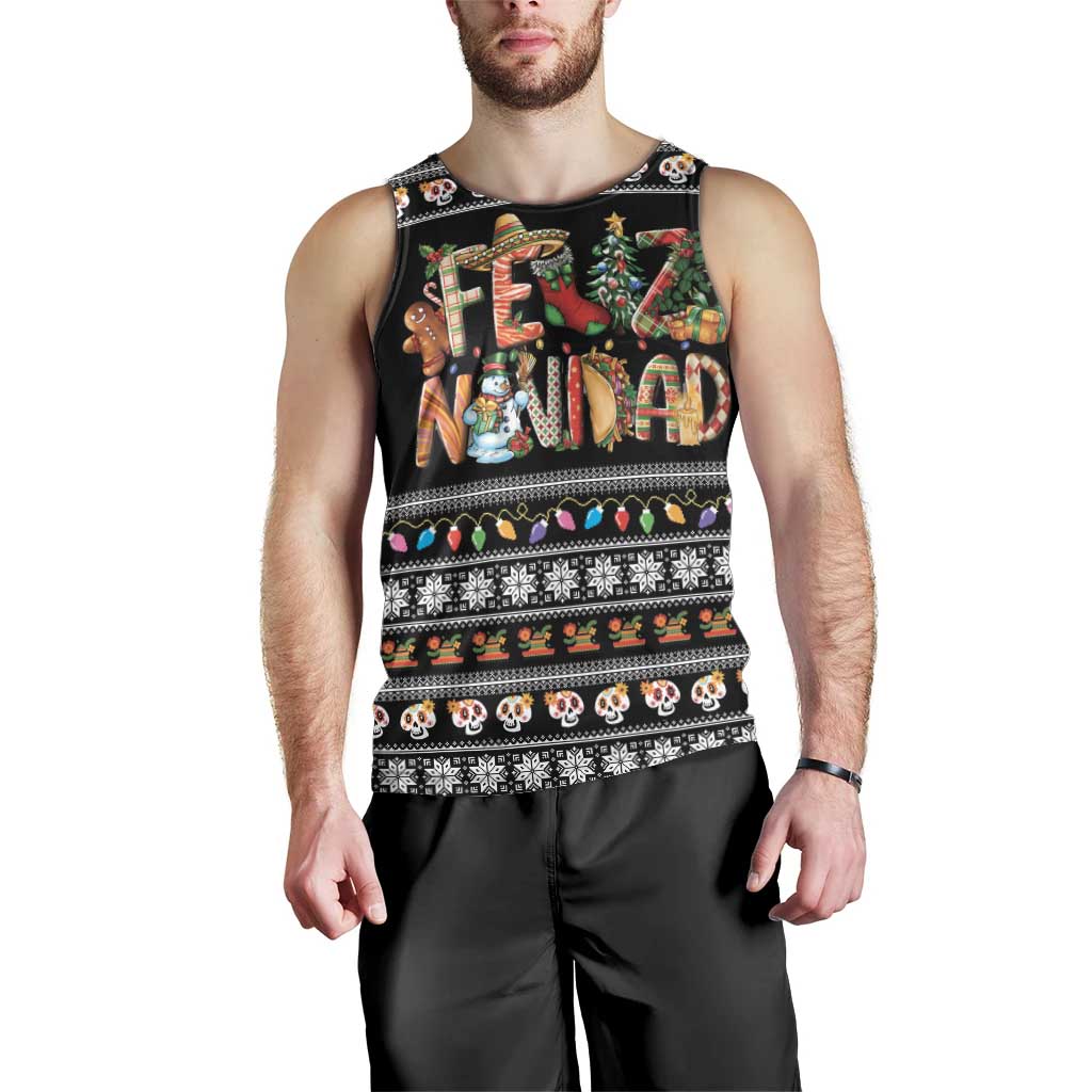 Mexican Sumbrero and Snowman Christmas Men Tank Top Feliz Navidad Mexico - Wonder Print Shop