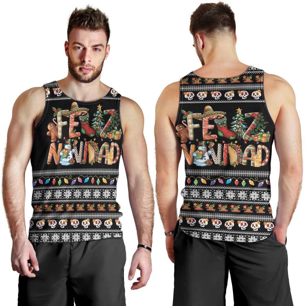 Mexican Sumbrero and Snowman Christmas Men Tank Top Feliz Navidad Mexico - Wonder Print Shop