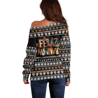 Mexican Sumbrero and Snowman Christmas Off Shoulder Sweater Feliz Navidad Mexico - Wonder Print Shop