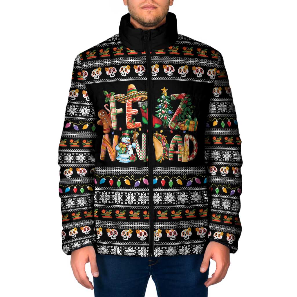 Mexican Sumbrero and Snowman Christmas Padded Jacket Feliz Navidad Mexico - Wonder Print Shop