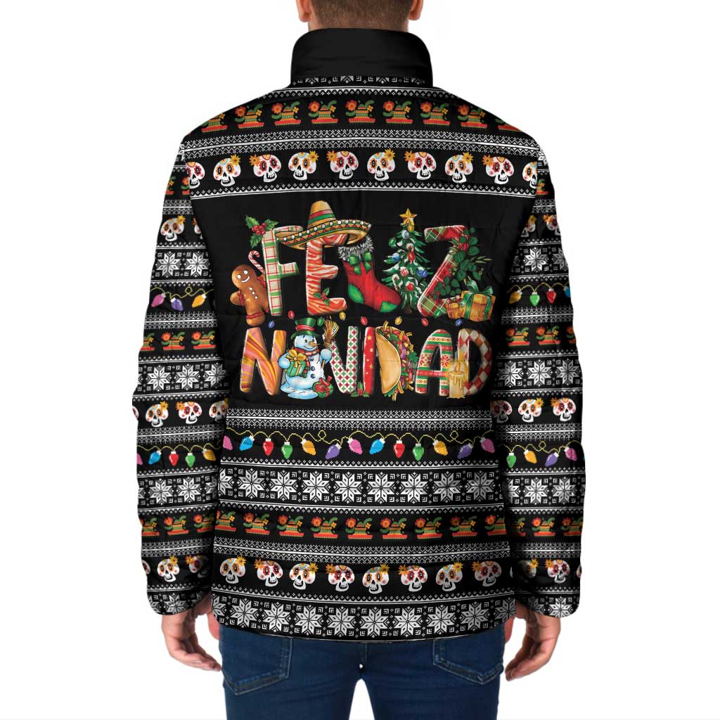 Mexican Sumbrero and Snowman Christmas Padded Jacket Feliz Navidad Mexico - Wonder Print Shop