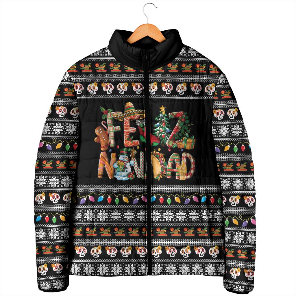 Mexican Sumbrero and Snowman Christmas Padded Jacket Feliz Navidad Mexico - Wonder Print Shop