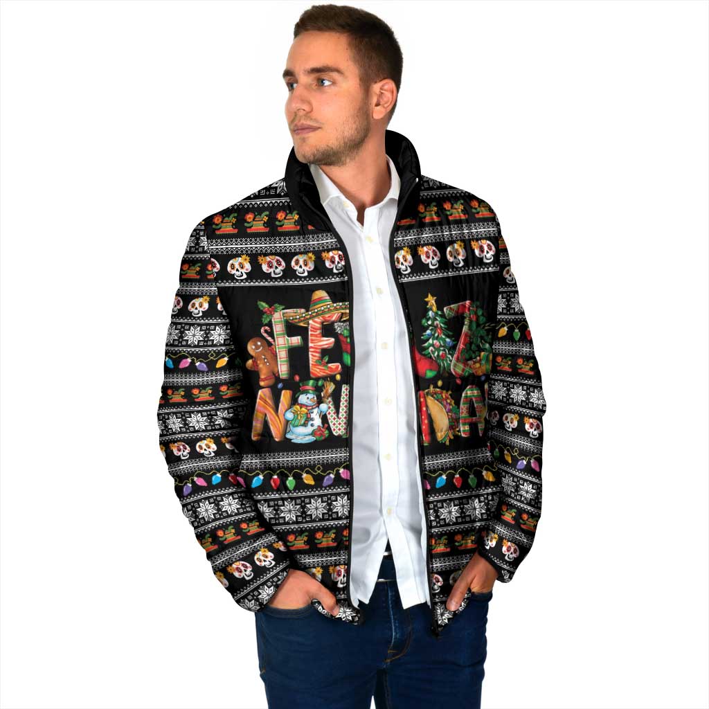 Mexican Sumbrero and Snowman Christmas Padded Jacket Feliz Navidad Mexico - Wonder Print Shop