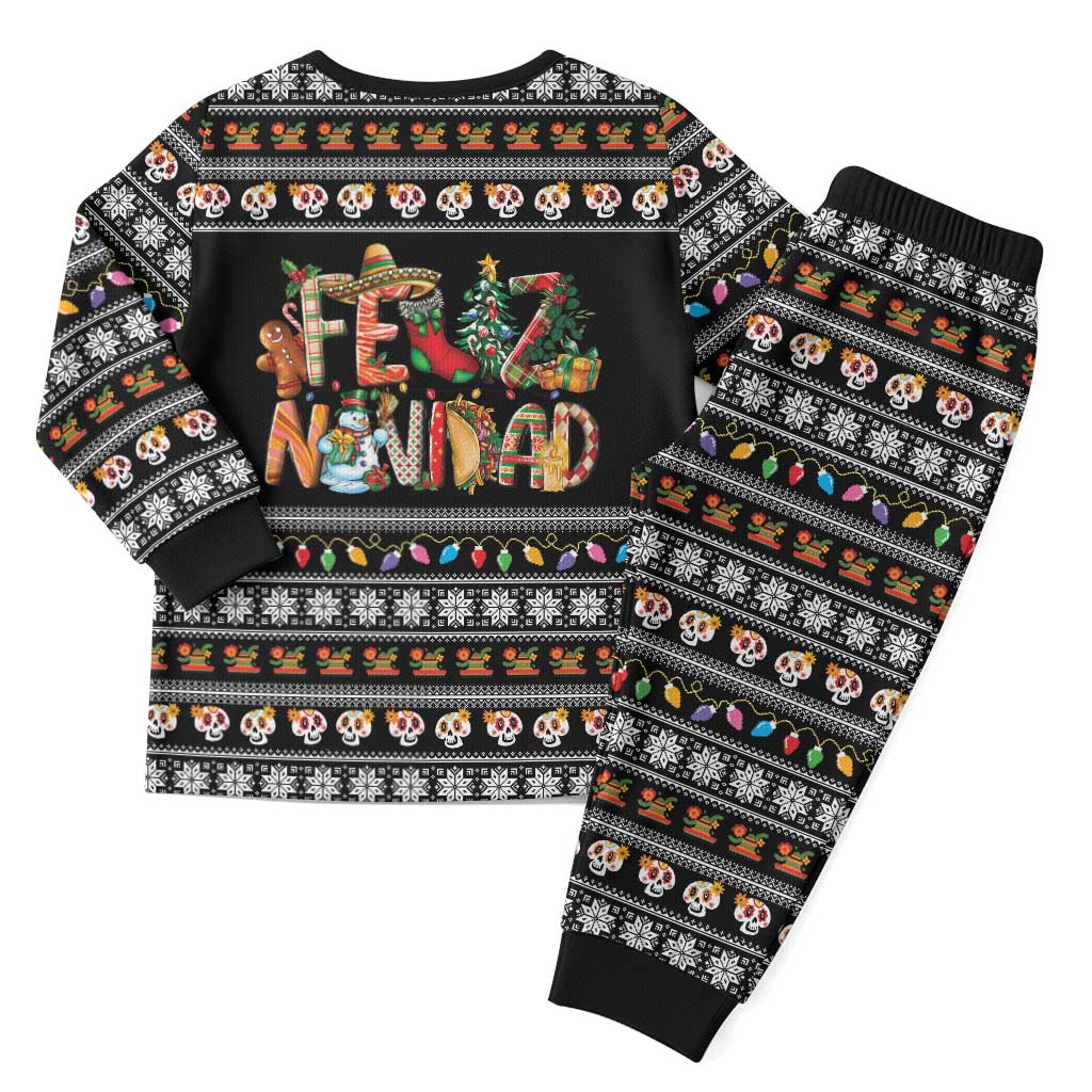 Mexican Sumbrero and Snowman Christmas Pajama Set Feliz Navidad Mexico - Wonder Print Shop