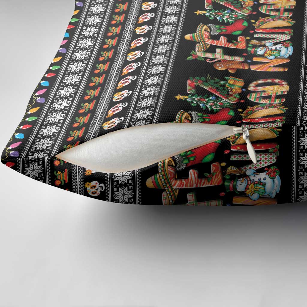 Mexican Sumbrero and Snowman Christmas Pillow Cover Feliz Navidad Mexico - Wonder Print Shop