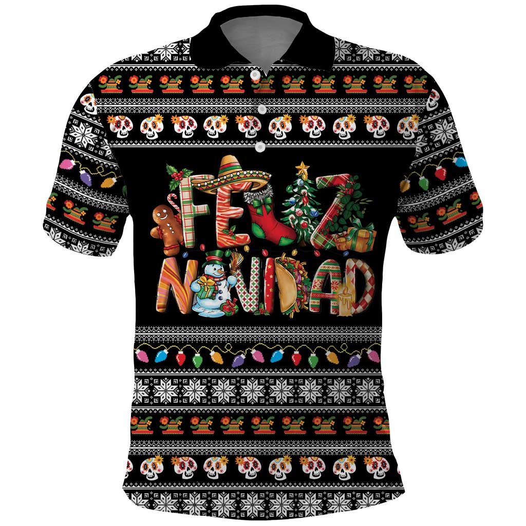 Mexican Sumbrero and Snowman Christmas Polo Shirt Feliz Navidad Mexico - Wonder Print Shop