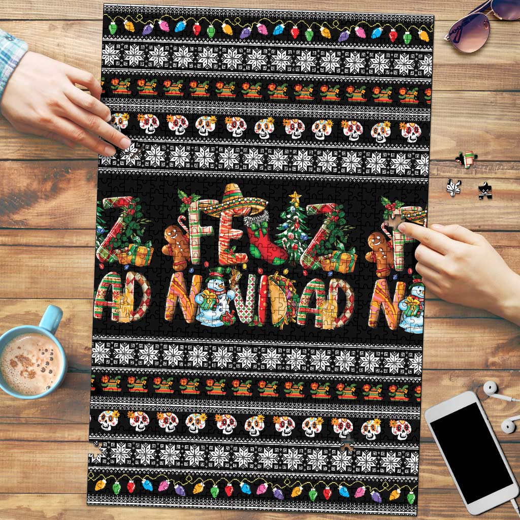 Mexican Sumbrero and Snowman Christmas Puzzle Feliz Navidad Mexico - Wonder Print Shop
