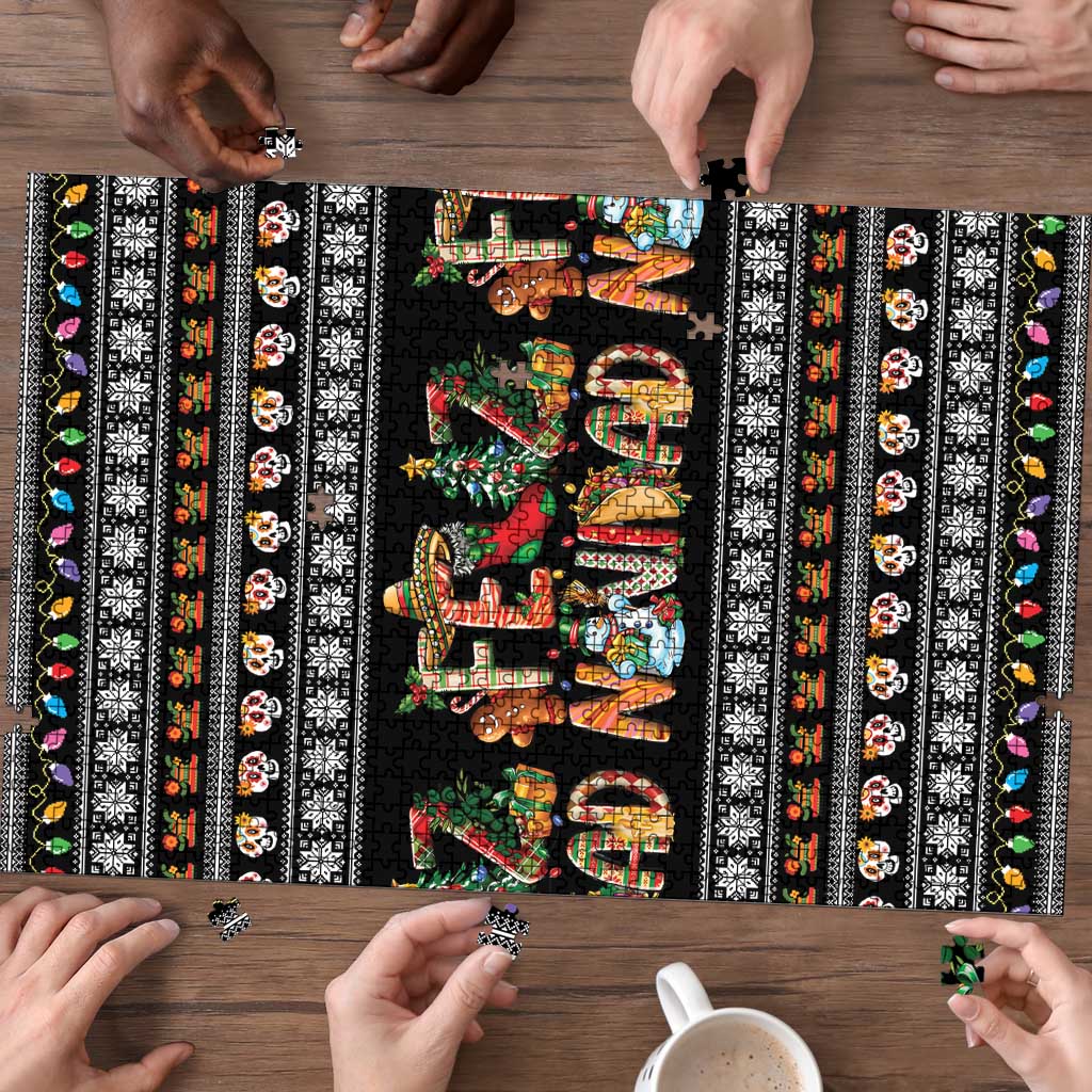 Mexican Sumbrero and Snowman Christmas Puzzle Feliz Navidad Mexico - Wonder Print Shop