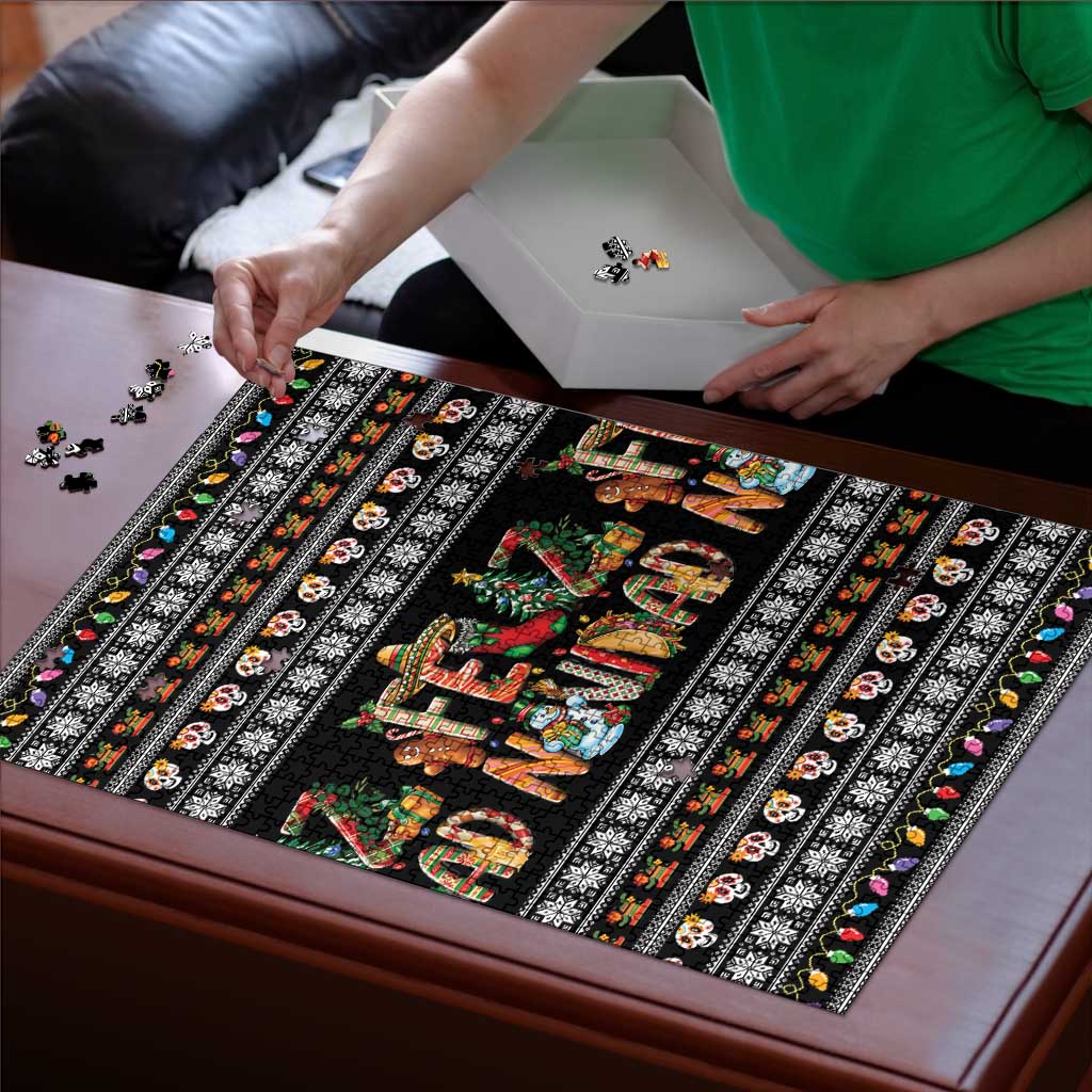 Mexican Sumbrero and Snowman Christmas Puzzle Feliz Navidad Mexico - Wonder Print Shop