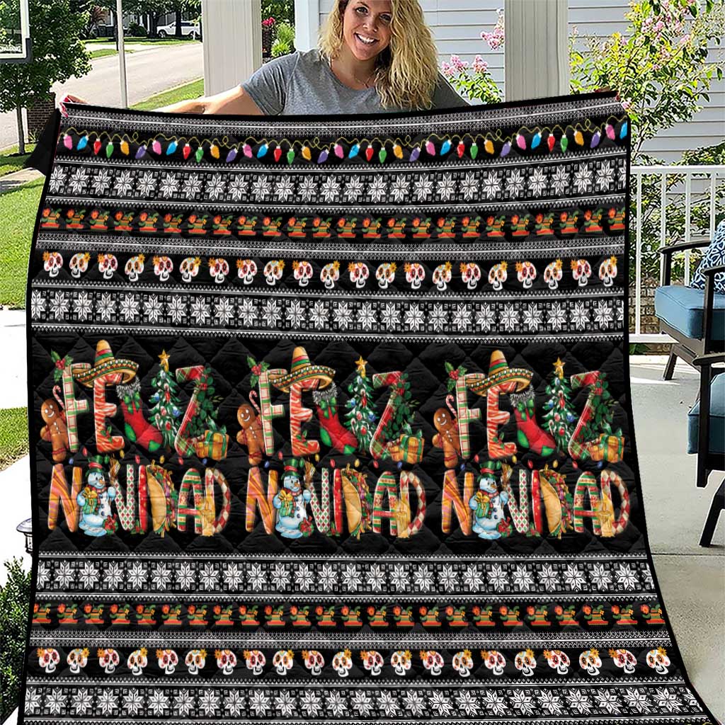 Mexican Sumbrero and Snowman Christmas Quilt Feliz Navidad Mexico - Wonder Print Shop