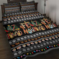 Mexican Sumbrero and Snowman Christmas Quilt Bed Set Feliz Navidad Mexico - Wonder Print Shop