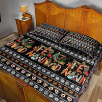 Mexican Sumbrero and Snowman Christmas Quilt Bed Set Feliz Navidad Mexico - Wonder Print Shop