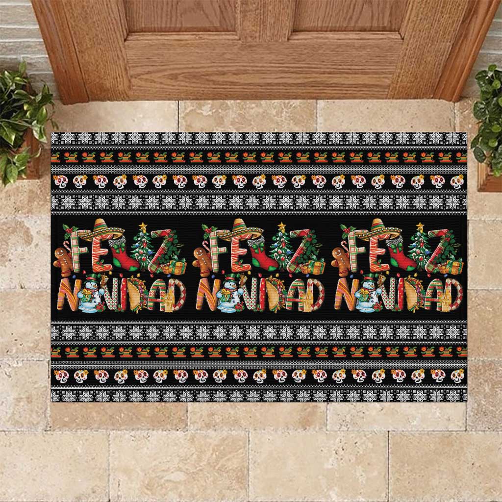 Mexican Sumbrero and Snowman Christmas Rubber Doormat Feliz Navidad Mexico - Wonder Print Shop
