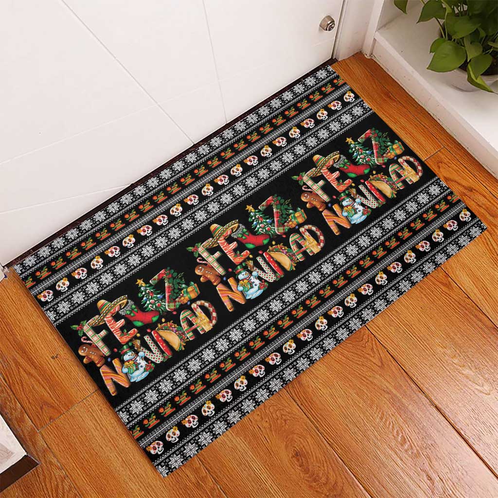Mexican Sumbrero and Snowman Christmas Rubber Doormat Feliz Navidad Mexico - Wonder Print Shop