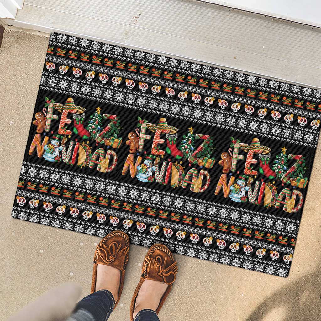 Mexican Sumbrero and Snowman Christmas Rubber Doormat Feliz Navidad Mexico - Wonder Print Shop