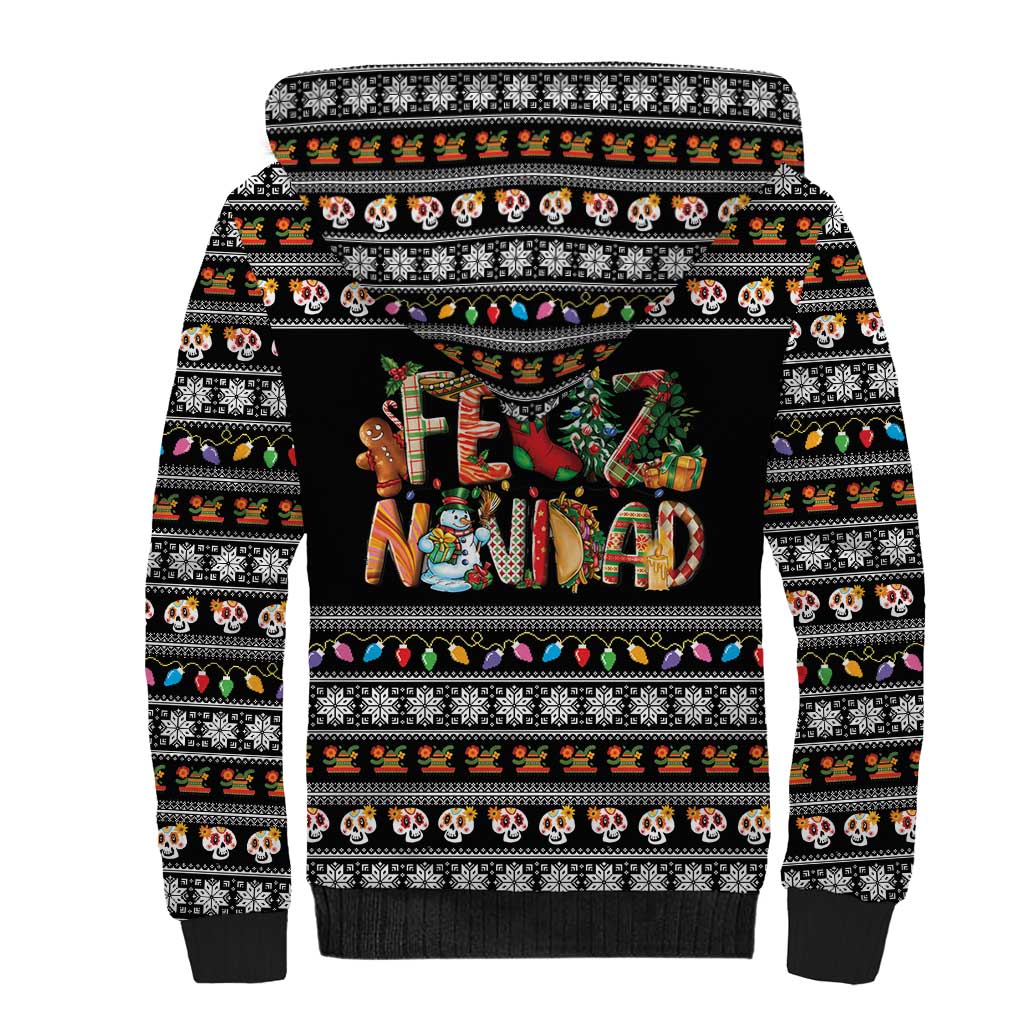 Mexican Sumbrero and Snowman Christmas Sherpa Hoodie Feliz Navidad Mexico - Wonder Print Shop