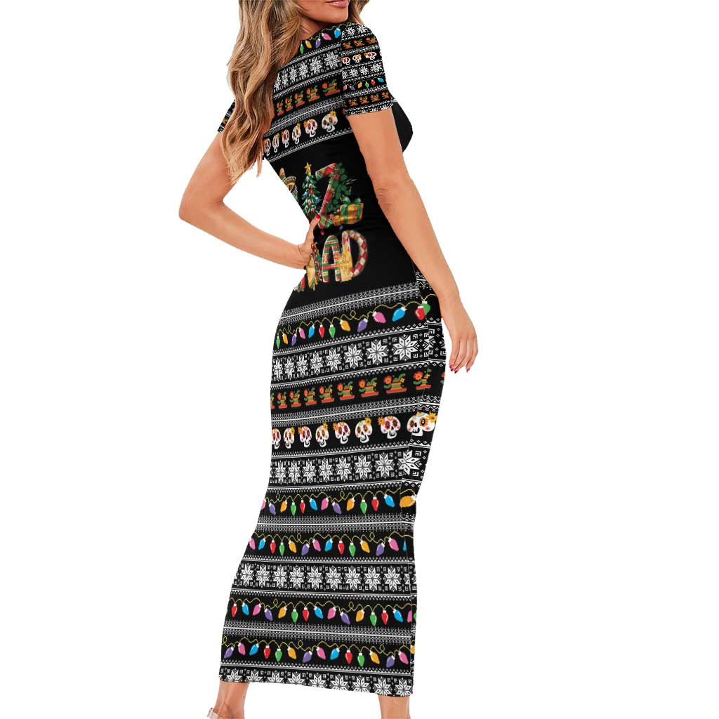 Mexican Sumbrero and Snowman Christmas Short Sleeve Bodycon Dress Feliz Navidad Mexico - Wonder Print Shop