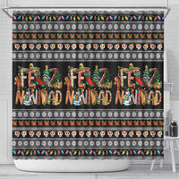 Mexican Sumbrero and Snowman Christmas Shower Curtain Feliz Navidad Mexico - Wonder Print Shop