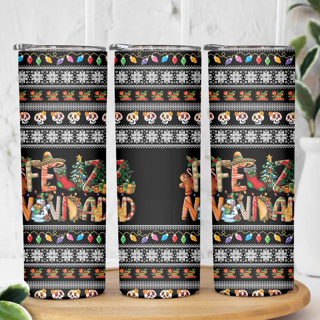 Mexican Sumbrero and Snowman Christmas Skinny Tumbler Feliz Navidad Mexico - Wonder Print Shop