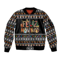 Mexican Sumbrero and Snowman Christmas Sleeve Zip Bomber Jacket Feliz Navidad Mexico - Wonder Print Shop