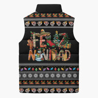 Mexican Sumbrero and Snowman Christmas Sleeveless Puffer Jacket Feliz Navidad Mexico - Wonder Print Shop
