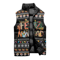 Mexican Sumbrero and Snowman Christmas Sleeveless Puffer Jacket Feliz Navidad Mexico - Wonder Print Shop