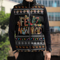 Mexican Sumbrero and Snowman Christmas Sleeveless Puffer Jacket Feliz Navidad Mexico - Wonder Print Shop
