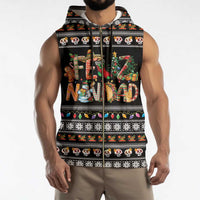 Mexican Sumbrero and Snowman Christmas Sleeveless Zip Hoodie Feliz Navidad Mexico - Wonder Print Shop