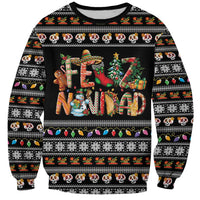 Mexican Sumbrero and Snowman Christmas Sweatshirt Feliz Navidad Mexico - Wonder Print Shop