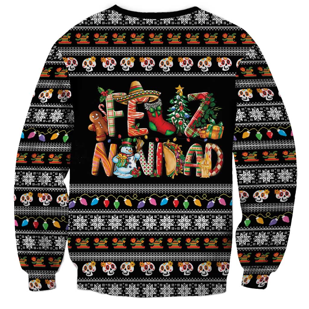 Mexican Sumbrero and Snowman Christmas Sweatshirt Feliz Navidad Mexico - Wonder Print Shop