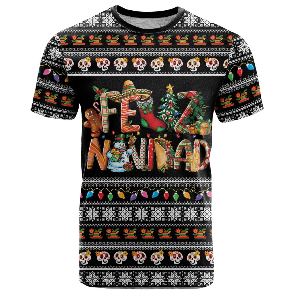Mexican Sumbrero and Snowman Christmas T Shirt Feliz Navidad Mexico - Wonder Print Shop