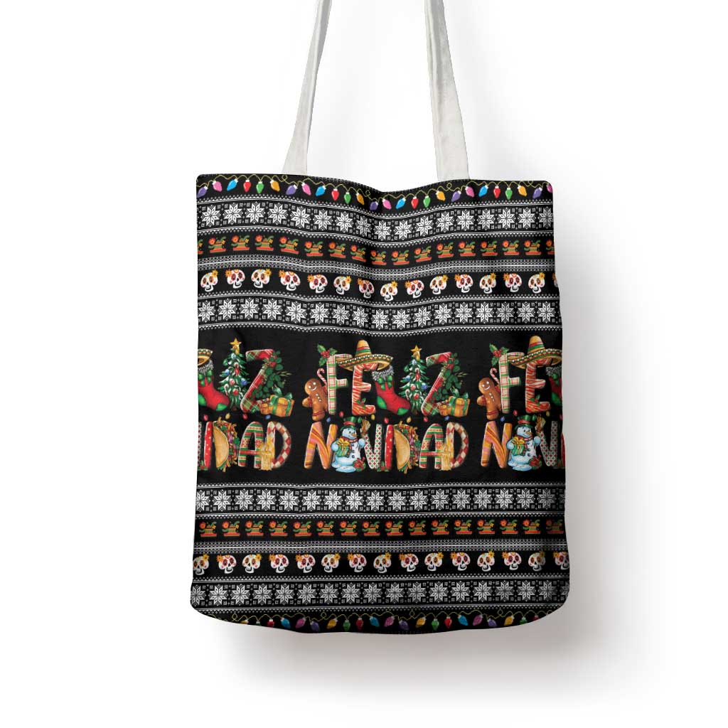 Mexican Sumbrero and Snowman Christmas Tote Bag Feliz Navidad Mexico - Wonder Print Shop