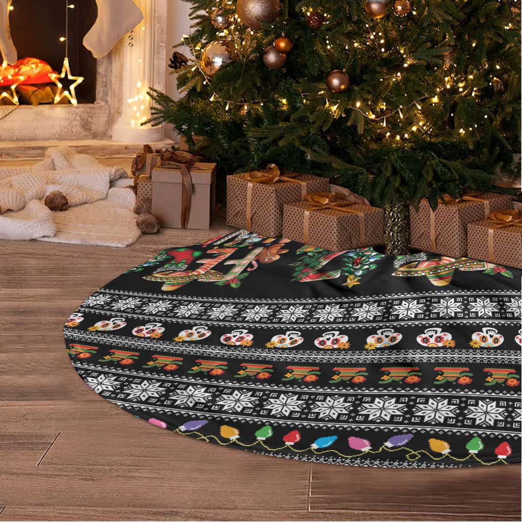 Mexican Sumbrero and Snowman Christmas Tree Skirt Feliz Navidad Mexico - Wonder Print Shop