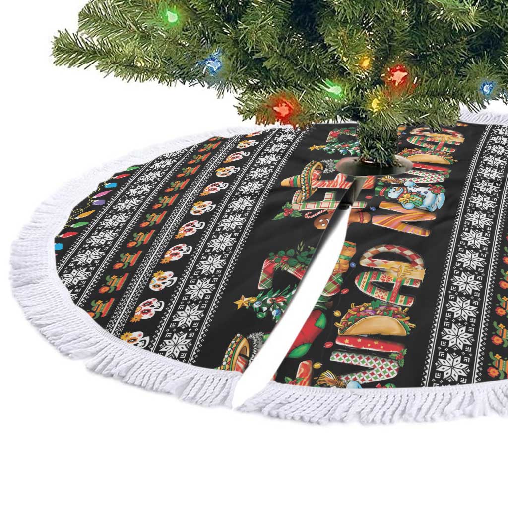Mexican Sumbrero and Snowman Christmas Tree Skirt Feliz Navidad Mexico - Wonder Print Shop