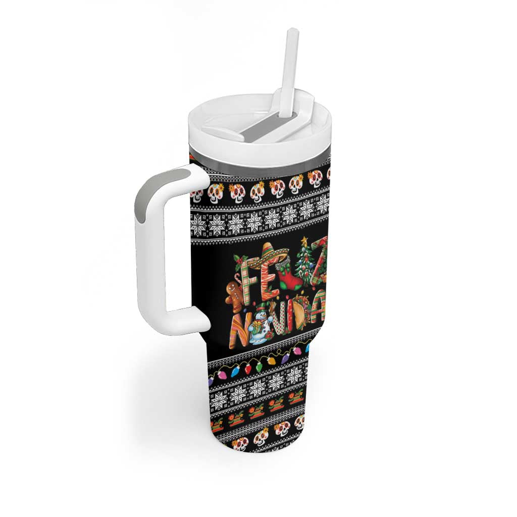 Mexican Sumbrero and Snowman Christmas Tumbler With Handle Feliz Navidad Mexico - Wonder Print Shop