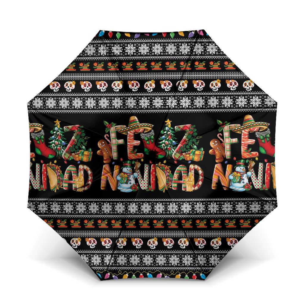 Mexican Sumbrero and Snowman Christmas Umbrella Feliz Navidad Mexico - Wonder Print Shop