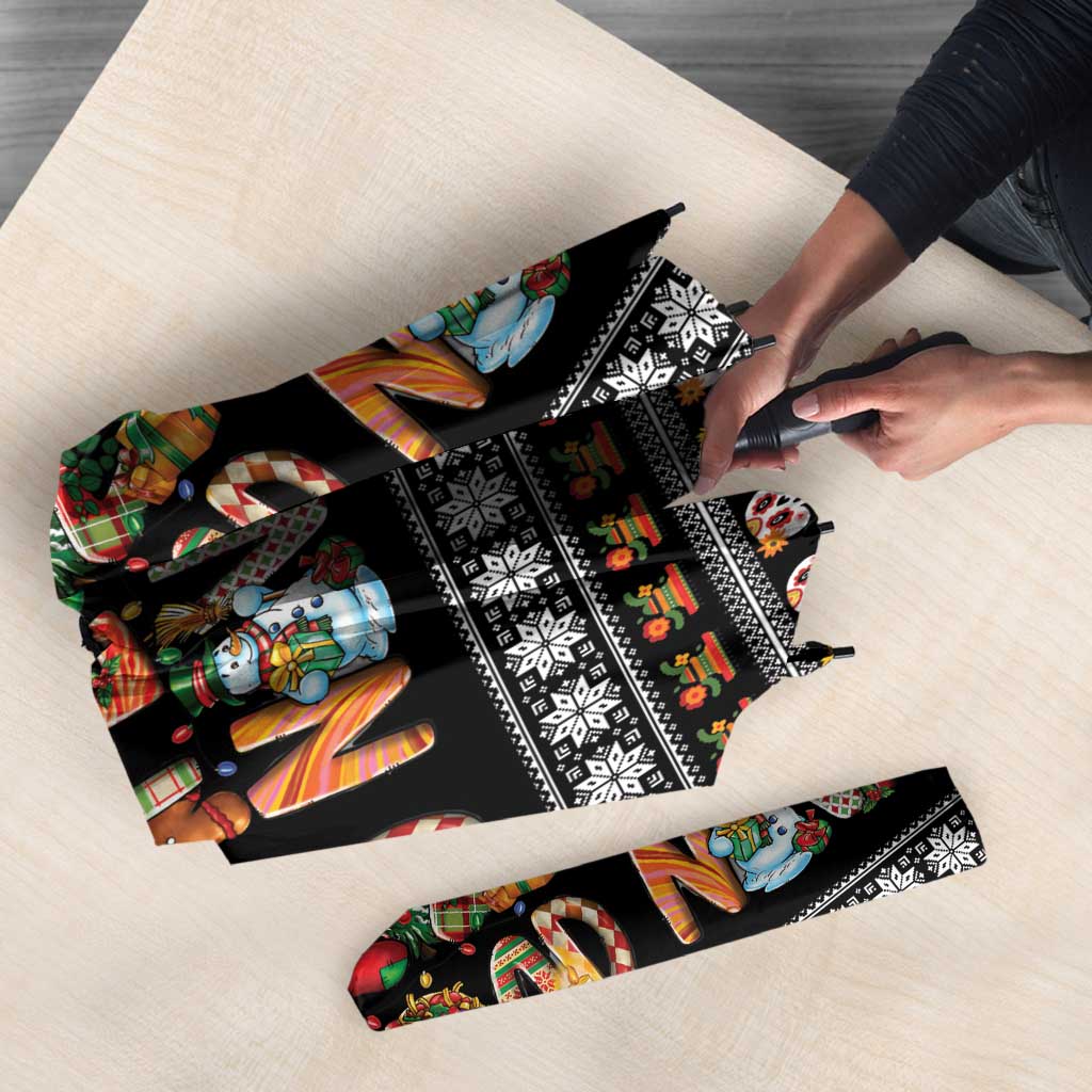 Mexican Sumbrero and Snowman Christmas Umbrella Feliz Navidad Mexico - Wonder Print Shop