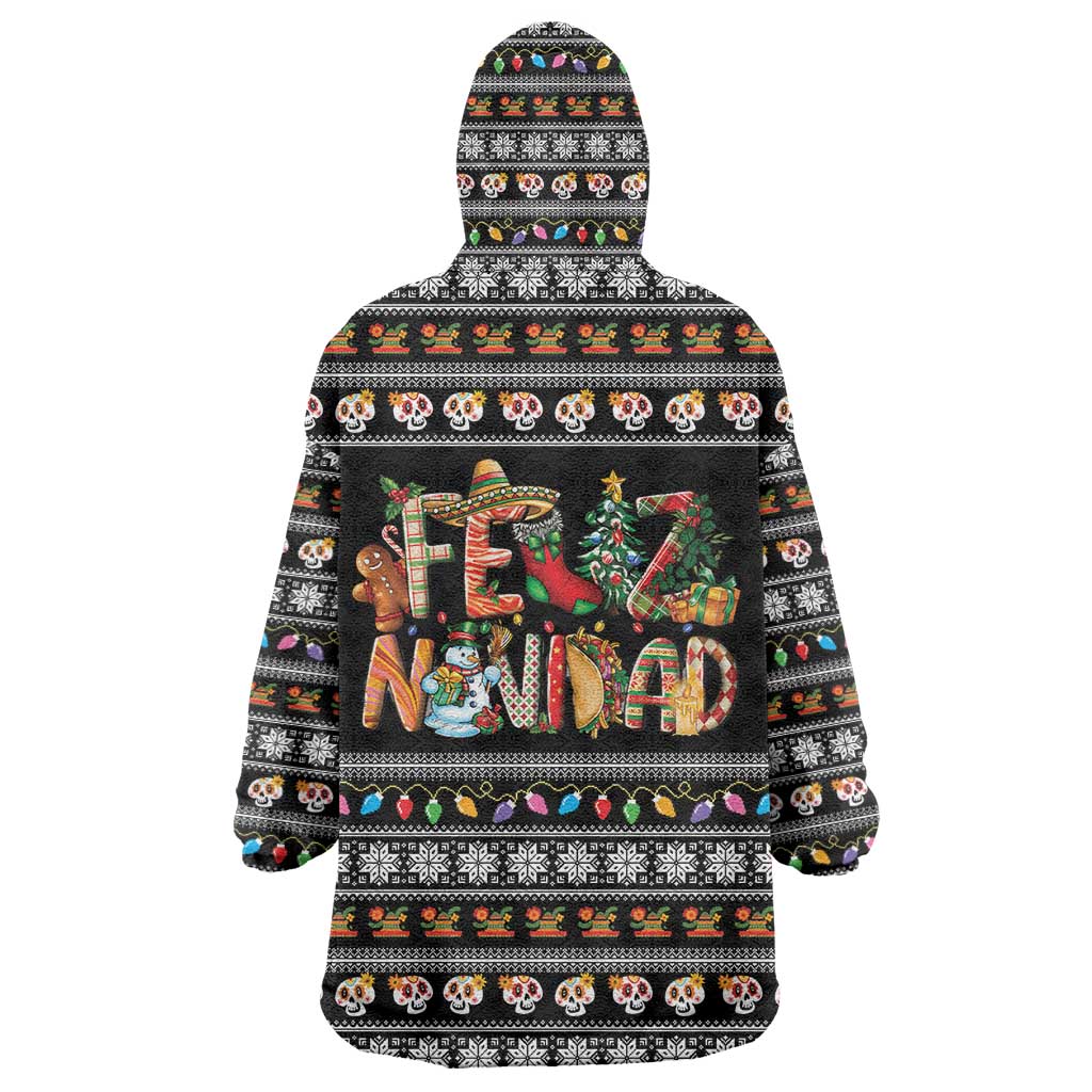 Mexican Sumbrero and Snowman Christmas Wearable Blanket Hoodie Feliz Navidad Mexico - Wonder Print Shop