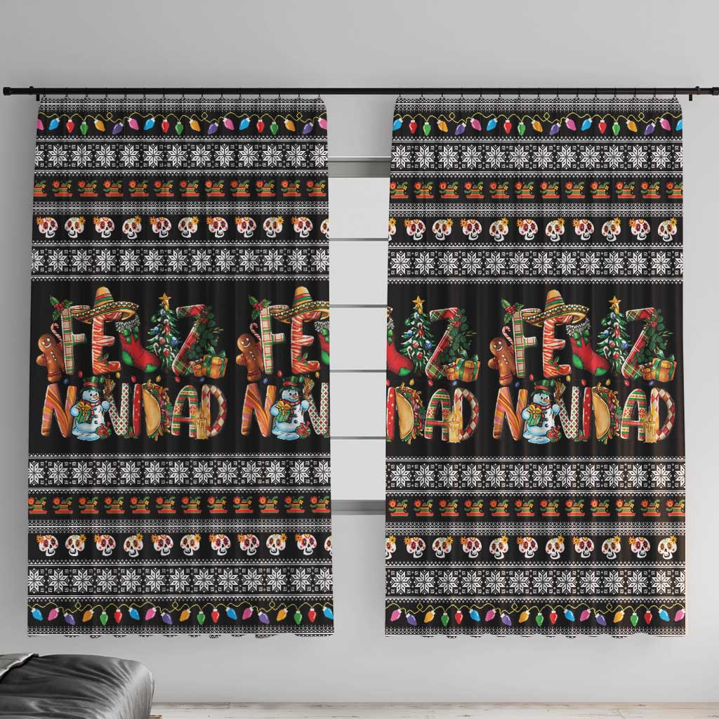 Mexican Sumbrero and Snowman Christmas Window Curtain Feliz Navidad Mexico - Wonder Print Shop