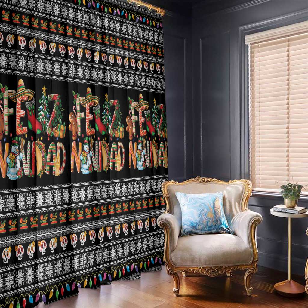 Mexican Sumbrero and Snowman Christmas Window Curtain Feliz Navidad Mexico - Wonder Print Shop